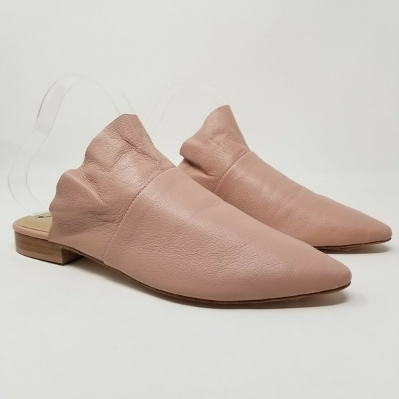 Free People Shoes - Free People Sienna Blush Pink Leather Ruffle mule